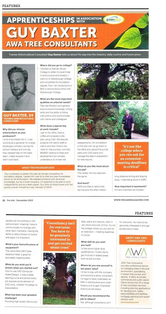 An article on AWA Tree Consultants in Pro Arb Magazine.